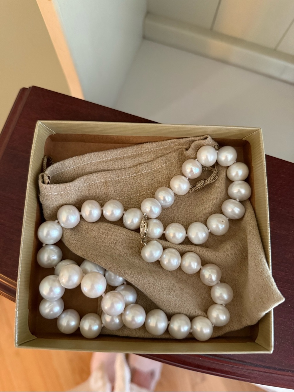 JTV White Pearl Strand Necklace with Gold Clasp